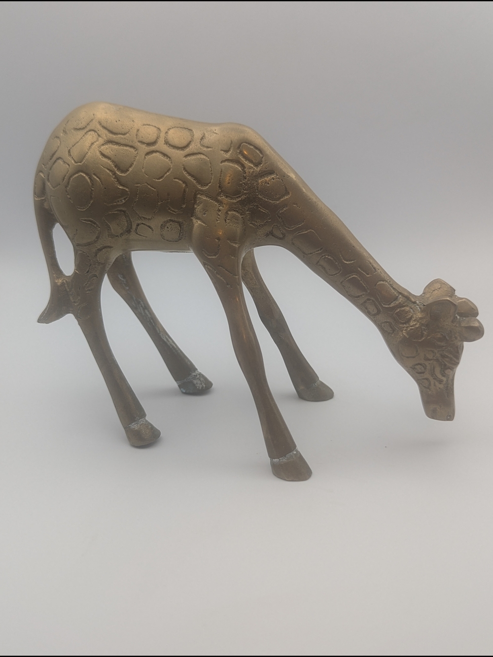 Solid Brass  Giraffe With Lowered Neck Figurine Decorative Sculpture